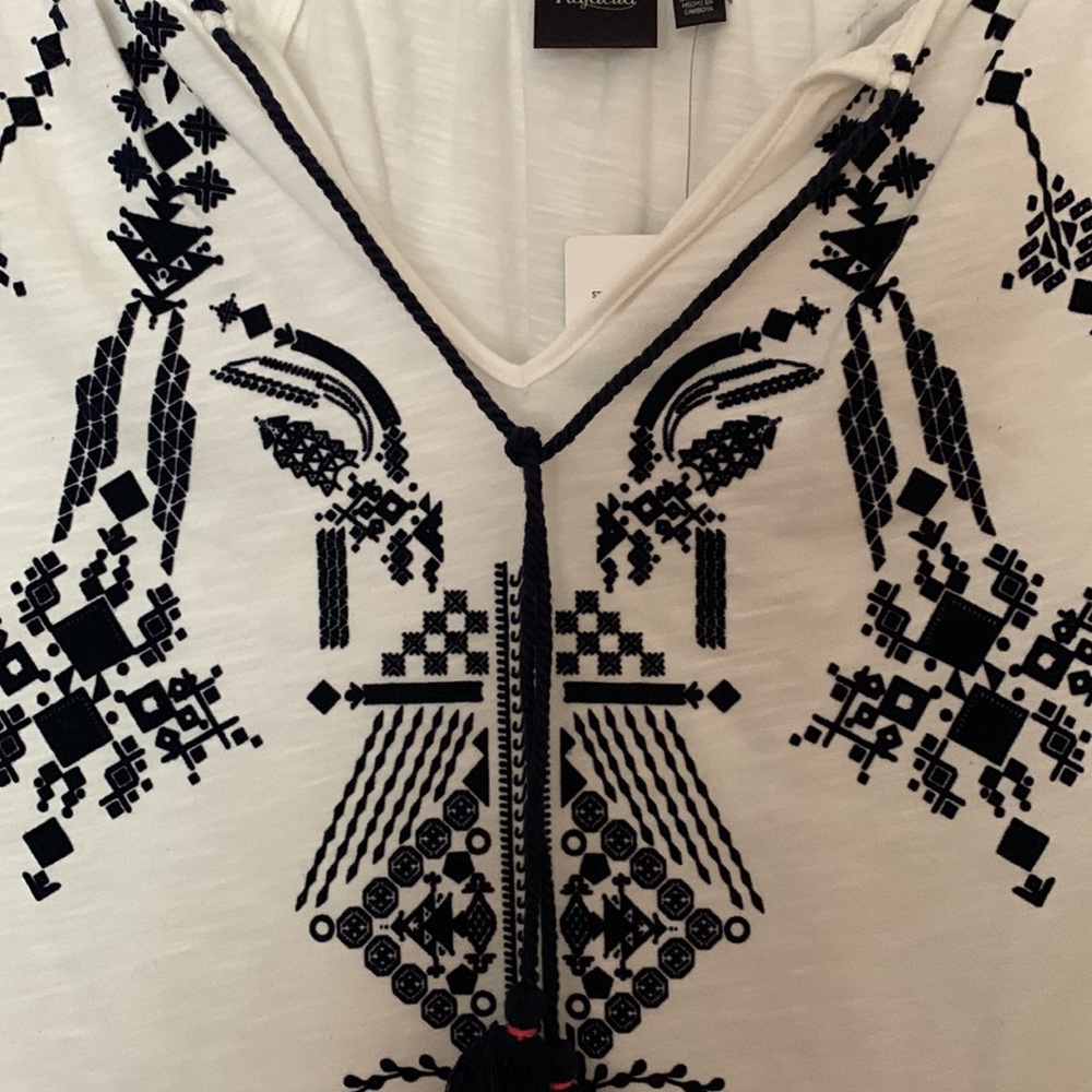 NWT - RAFAELLA White Cottage Core Embroidered Top, size L - Picture 3 of 6